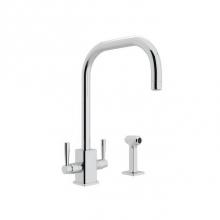 Rohl U.4310LS-APC-2 - Holborn™ Two Handle Kitchen Faucet With U-Spout and Side Spray