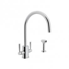 Rohl U.4312LS-APC-2 - Holborn™ Two Handle Kitchen Faucet With C-Spout and Side Spray