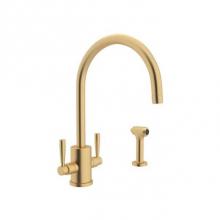 Rohl U.4312LS-SEG-2 - Holborn™ Two Handle Kitchen Faucet With C-Spout and Side Spray