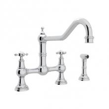 Rohl U.4763X-APC-2 - Edwardian™ Extended Spout Bridge Kitchen Faucet With Side Spray