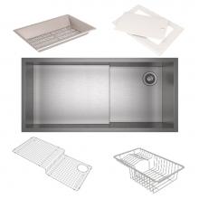 Rohl RUWKIT36162SB - Culinario™ 36'' Stainless Steel Chef/Workstation Sink With Accessories