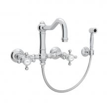 Rohl A1456XMWSAPC-2 - Acqui® Wall Mount Bridge Kitchen Faucet With Sidespray And Column Spout