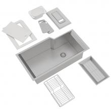 Rohl RGKKIT3016SB - Culinario™ 35'' Single Bowl Stainless Steel Kitchen Sink With Accessories