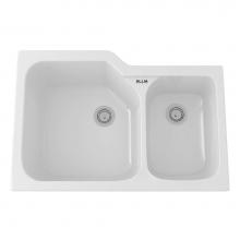 Rohl 6337-00 - Allia™ 33'' Fireclay 2 Bowl Undermount Kitchen Sink