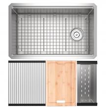 Rohl RUWUM3019WSSB - Culinario™ 30'' Stainless Steel Chef/Workstation Sink With Accessories