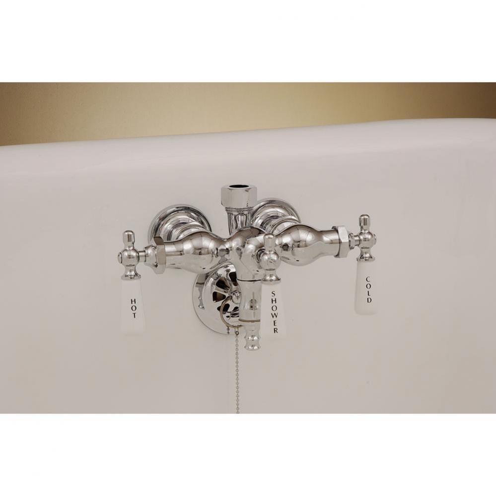 Chrome  3 3/8apos;apos; Ctr Leg Tub Faucet W/Diverter For Shower Riser Or