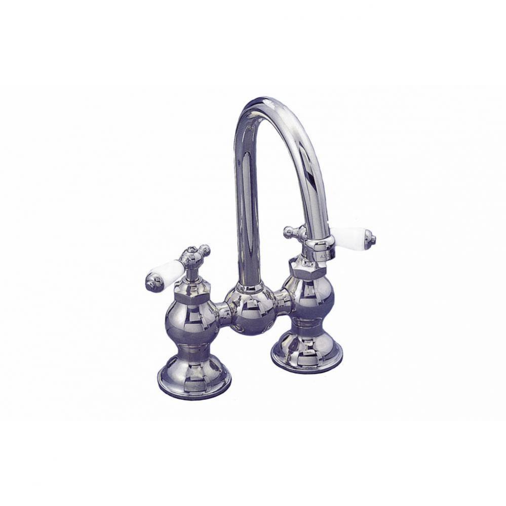 Chrome 4apos;apos; Ctr Columbia Lav Set W/Gooseneck Spout &amp; Porcelain