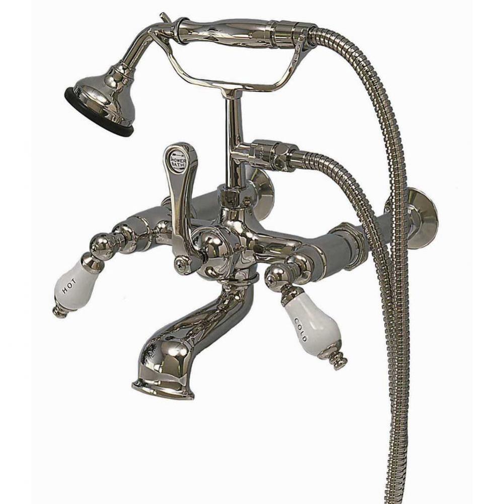 Chrome 7apos;apos; Ctr  Wall Mount British Telephone Faucet With Lever