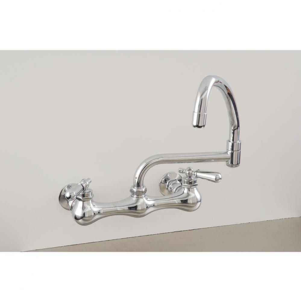 Chrome Wall Mt Kitchen Faucet W/Swivel Pot Filler Spout &amp; Lever