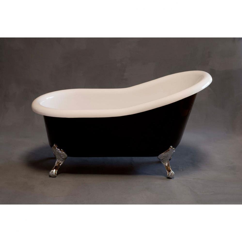 P0965 The Tuxedo 5'' Black & White Acrylic Slipper Tub On Legs Without Faucet