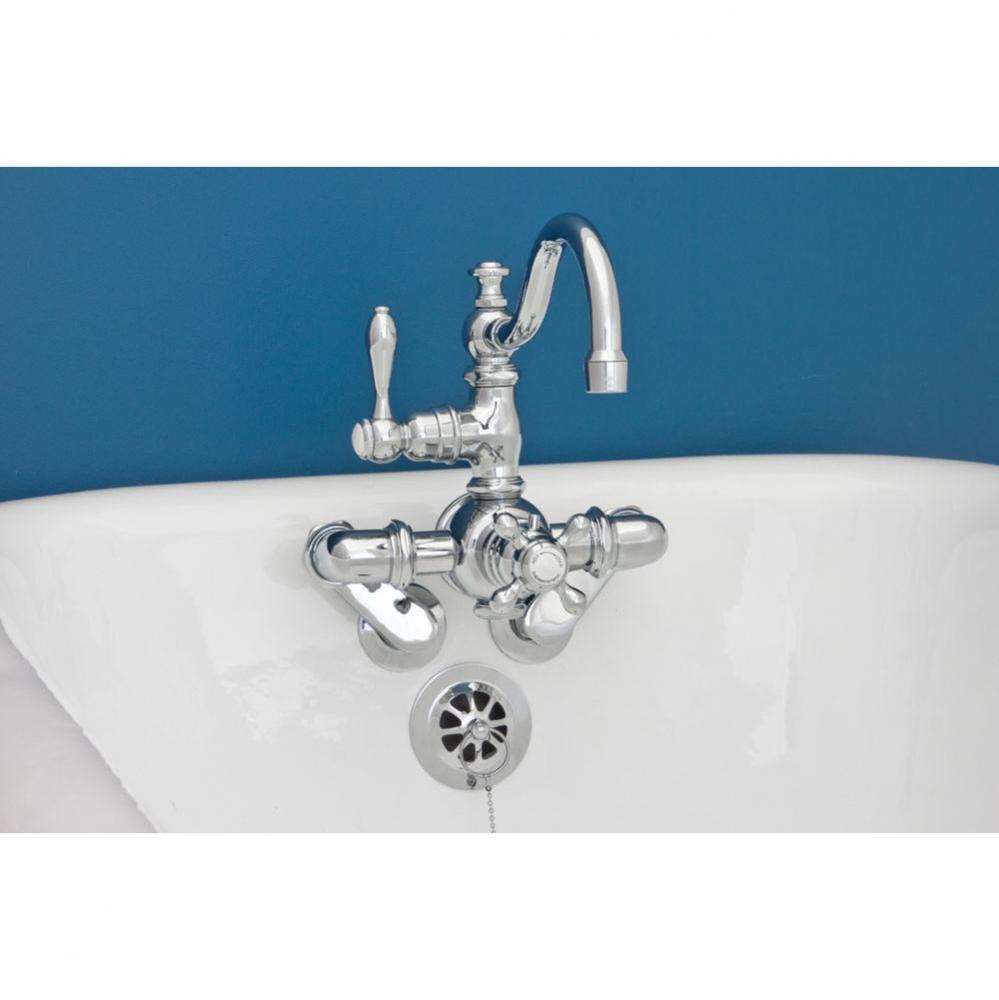 Chrome  Thermostatic Tub Wall Mt Faucet W/Fixed Arch Spout. Includes