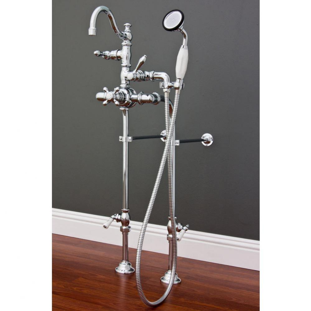 Chrome Faucet & Over The Rim Supply Set Kit.  Includes Thermostatic 7'' Ctr,