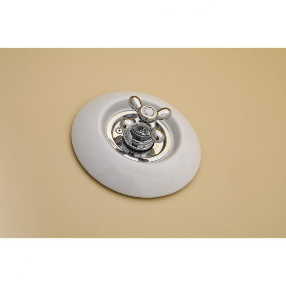 Chrome Thermostatic  Control Valve With Round Porcelain Plate And 4 Spoke