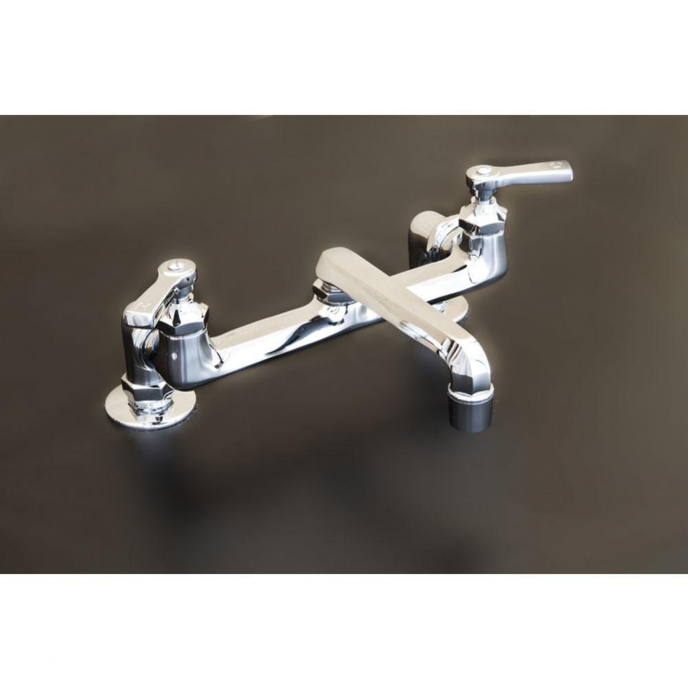 Chrome Deck Mt Deco Kitchen Faucet.  8'' Centers. 6'' Swivel Spout. Deco