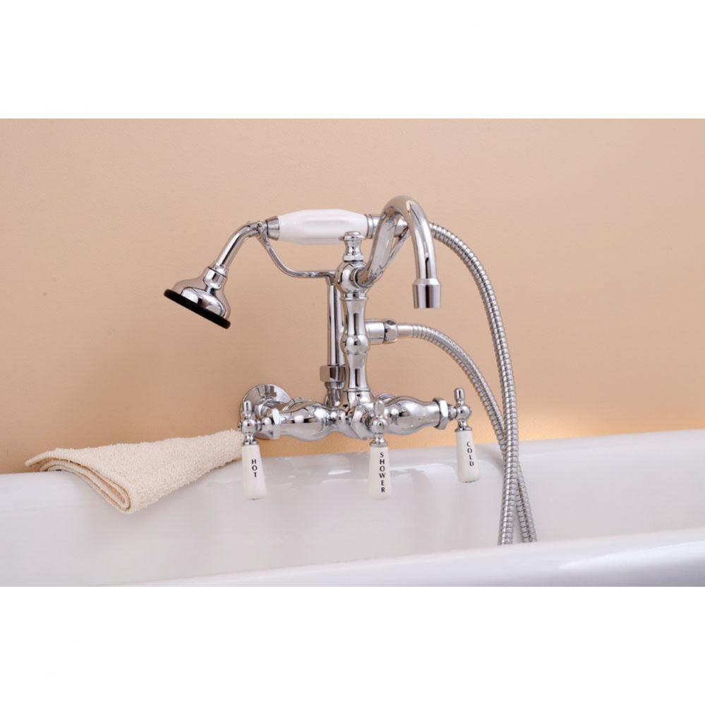 Chrome Wall Mount Faucet, W/Handheld Shower,  3 3/8''