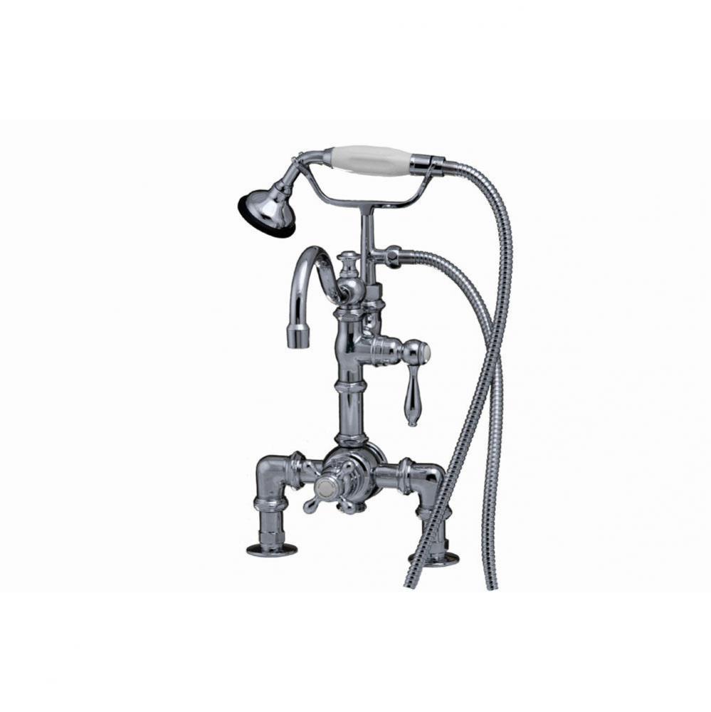 Chrome Deck Mounted Thermostatic Tub Filler And Diverter, With Our Handheld