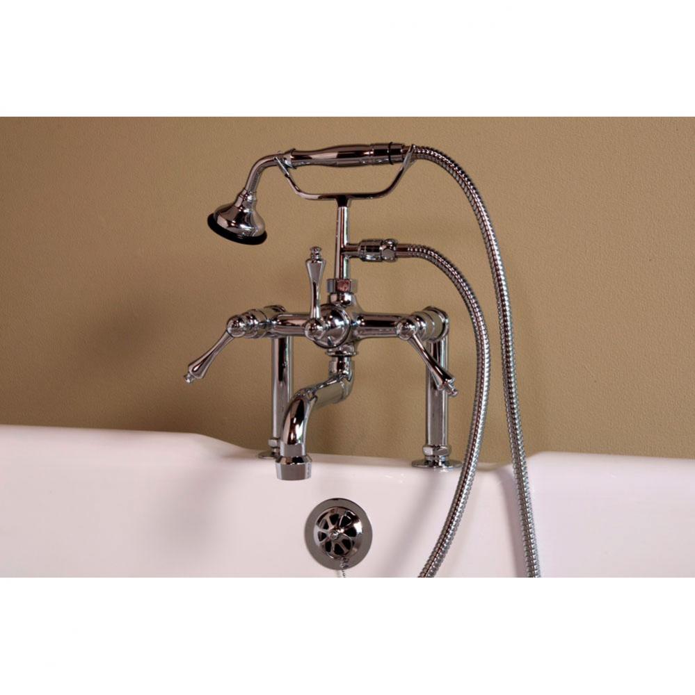 Chrome Deck Mount Traditional Telephone Faucet W/Metal Handheld Shower 7''