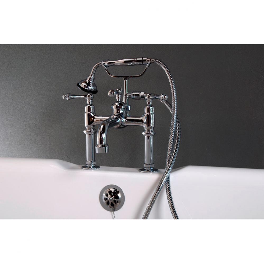 Chrome Deck Mount Traditional Telephone Faucet W/Metal Handheld Shower 7''