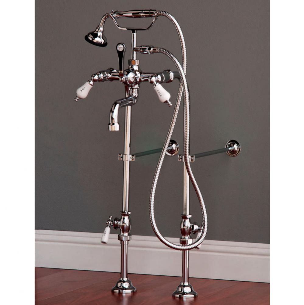 Chrome Traditional Faucet & Over The Rim Supply Set Kit.  Includes  Metal