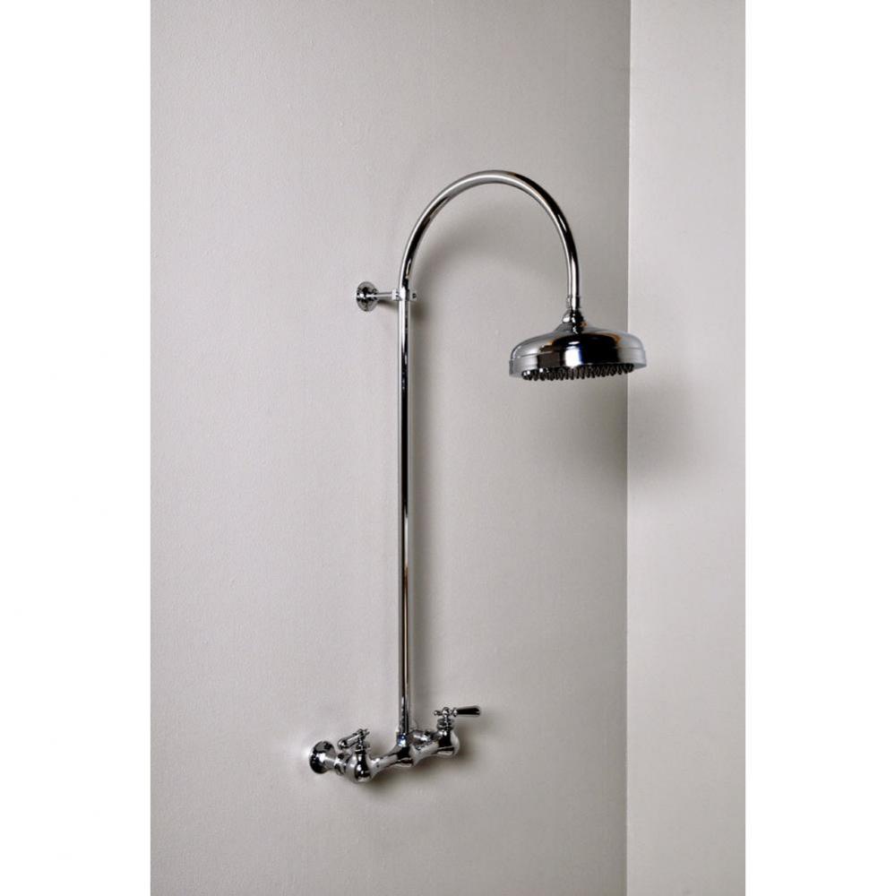 Chrome Wall Mount Shower Set W/ Exposed 36'' Crook Style  Riser.  Includes