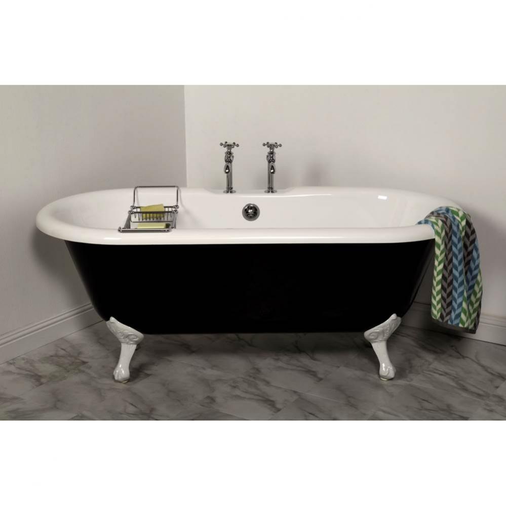 The Arcadia Black And White 5 1/2'' Acrylic Tub On Legs With 7'' Center Deck