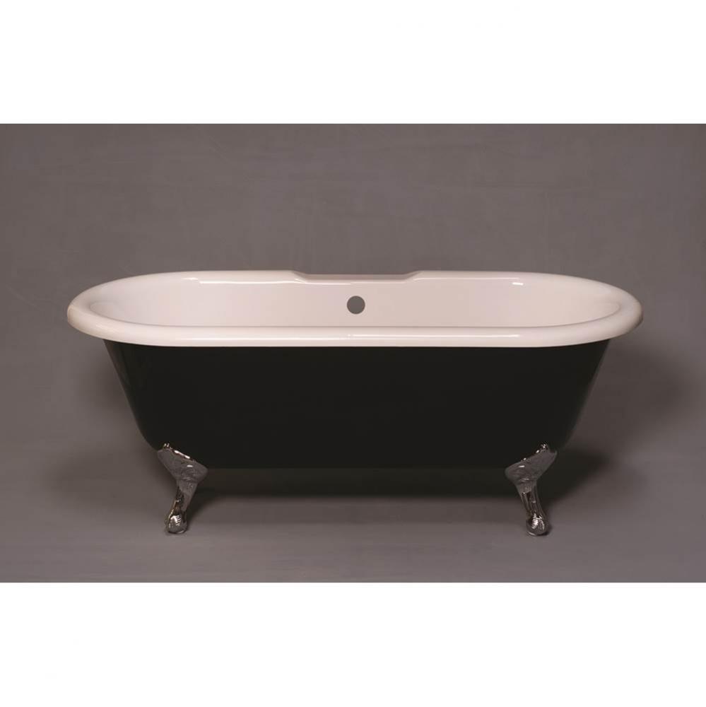 The Arcadia Black And White 5 1/2'' Acrylic Tub On Legs Without Faucet