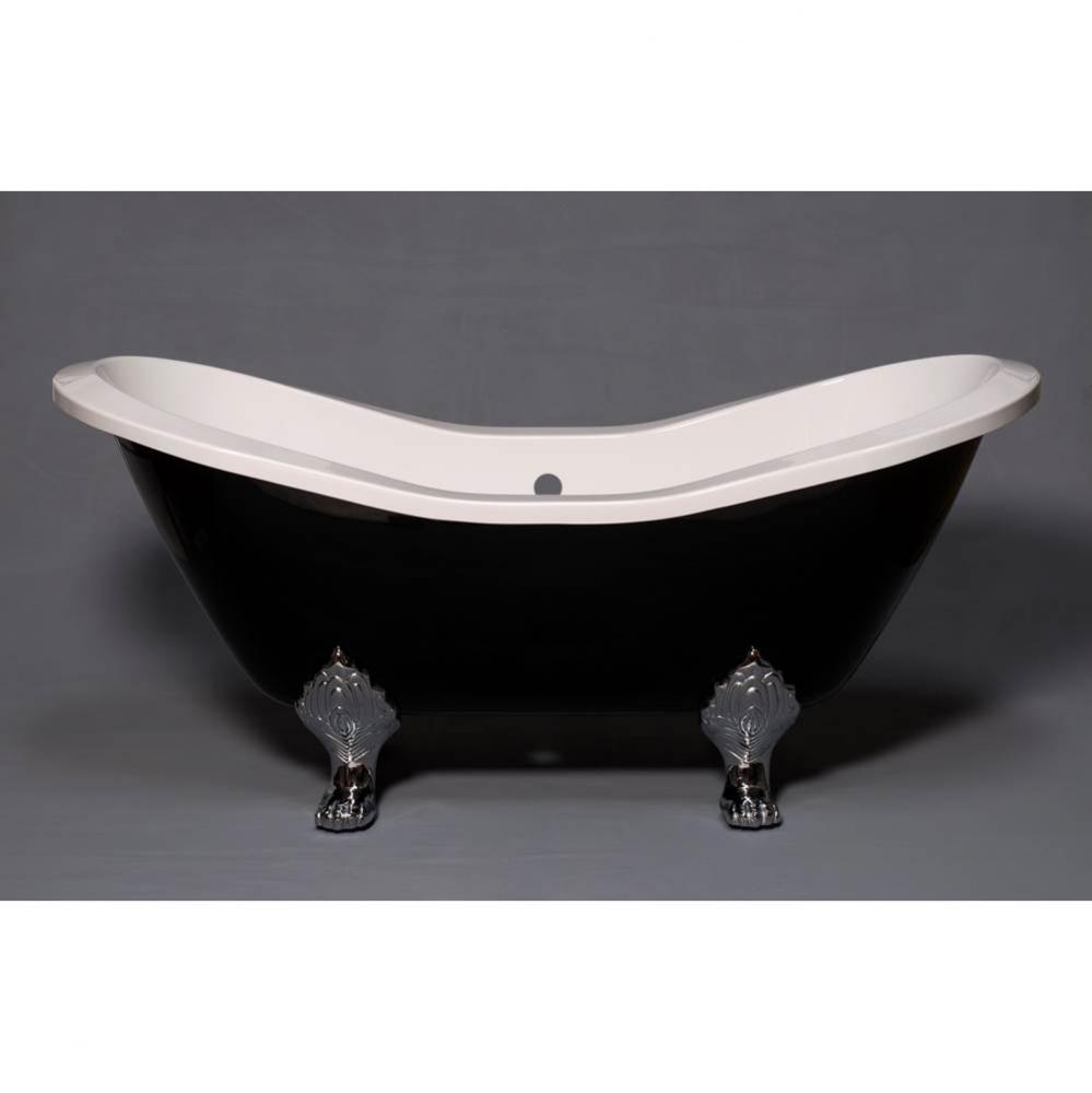 The Summit Black And White 6'' Acrylic Double Ended Slipper Tub On Legs Without Faucet