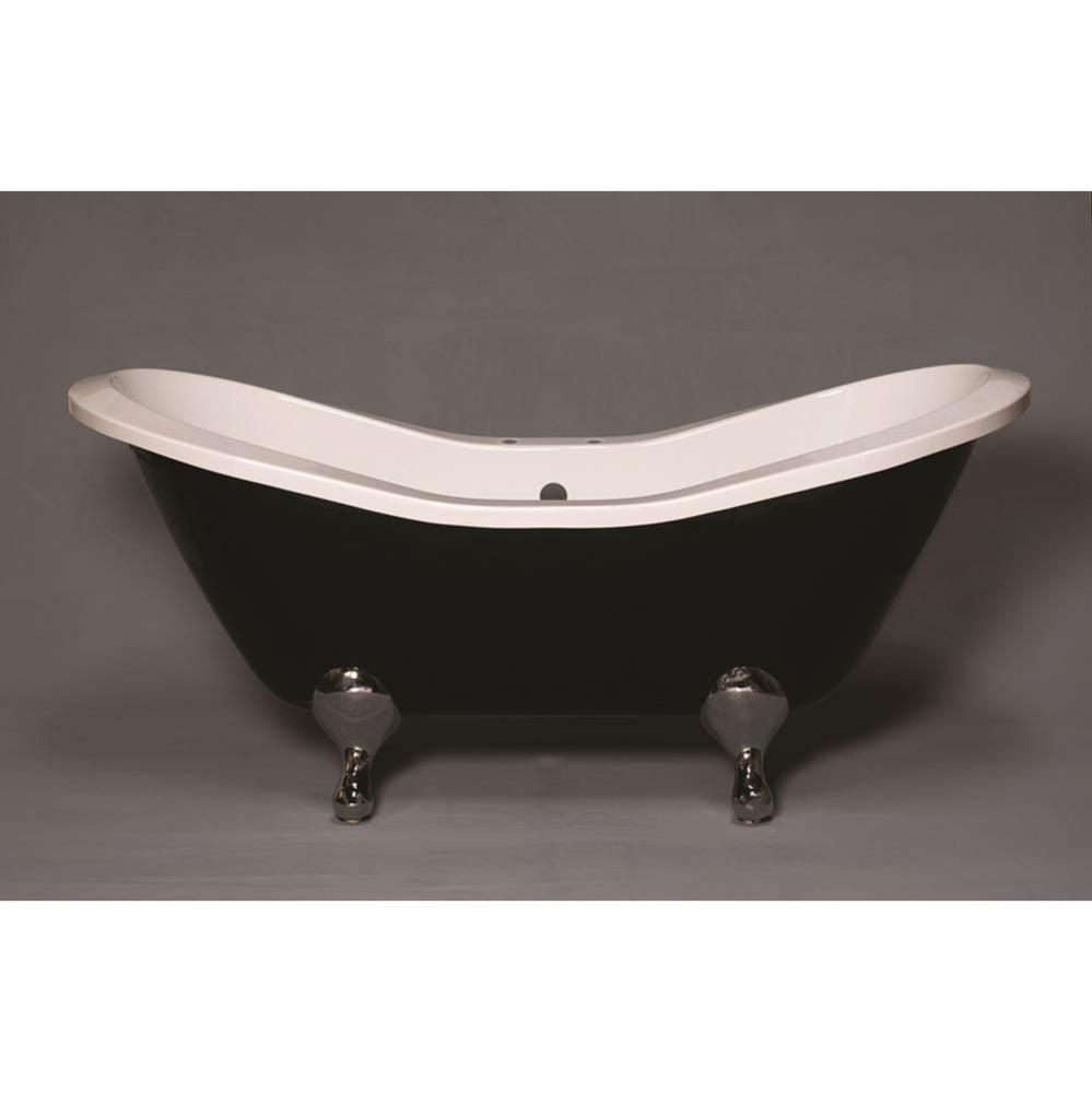 The Alpine Black And White 6'' Acrylic Peg Leg Double Ended Slipper Tub With