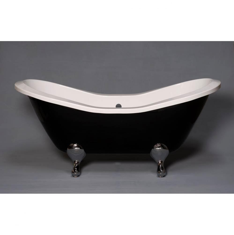 The Alpine Black And White 6'' Acrylic Peg Leg Double Ended Slipper Tub Without Faucet