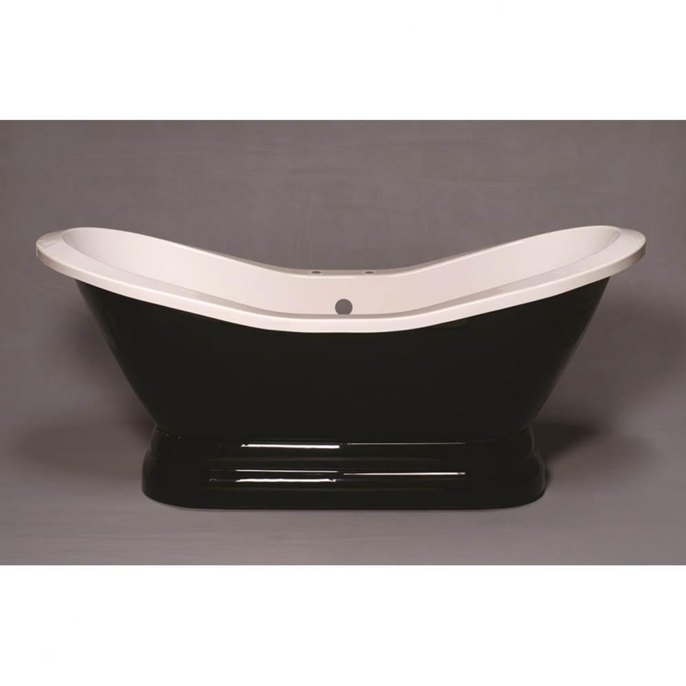 The Echo Black & White 6'' Acrylic Double Ended Slipper Tub On Pedestal With