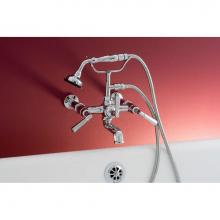 Sign Of The Crab P1001C - Chrome Deco Wall Mt Telephone Faucet W/Lever Handles, Handheld Shower, 7''