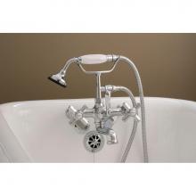 Sign Of The Crab P1003C - Chrome Deco Telephone Leg Tub Faucet W/Porcelain Hand Held Shower, X-Point