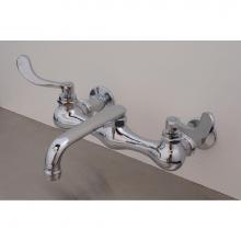 Sign Of The Crab P1010C - Chrome Wall Mt Kitchen Faucet. 6'' Swivel Spout & Wing Lever Handles, 8''