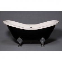 Sign Of The Crab P1160N - The Summit Black And White 6'' Acrylic Double Ended Slipper Tub On Legs Without Faucet