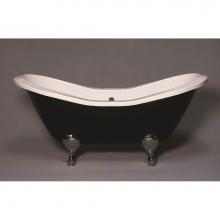 Sign Of The Crab P1161S - The Alpine Black And White 6'' Acrylic Peg Leg Double Ended Slipper Tub With