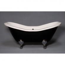 Sign Of The Crab P1162M - The Alpine Black And White 6'' Acrylic Peg Leg Double Ended Slipper Tub Without Faucet