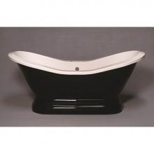 Sign Of The Crab P1163 - The Echo Black & White 6'' Acrylic Double Ended Slipper Tub On Pedestal With