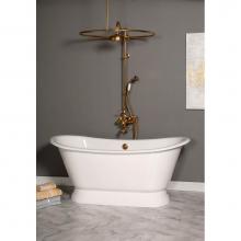 Sign Of The Crab P1176 - The Constance 5 1/2'' Cast Iron European Style Double Ended Slipper Tub On Pedestal