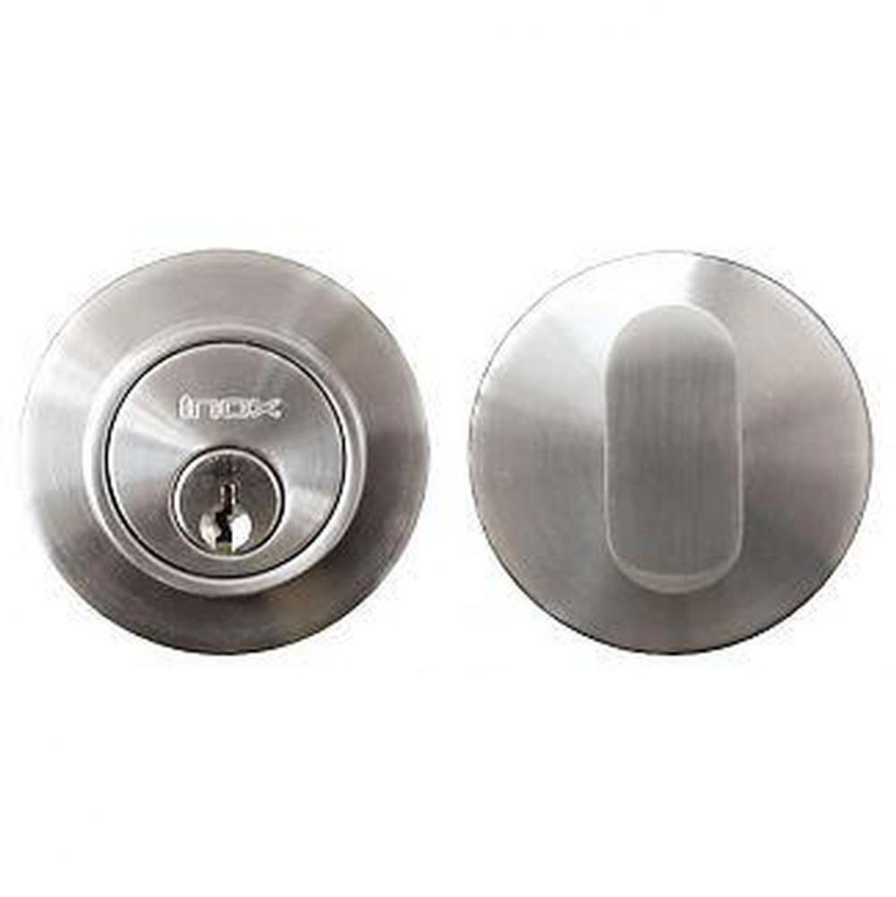 CD Round Deadbolt, Single Cylinder, 2-3/8''Backset, US32D