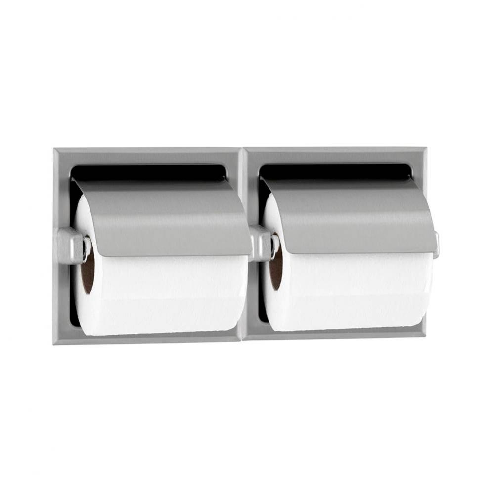 Toilet Tissue Dispenser, Hoods, 2 Rolls, Mounting Clamp, Satin Finish