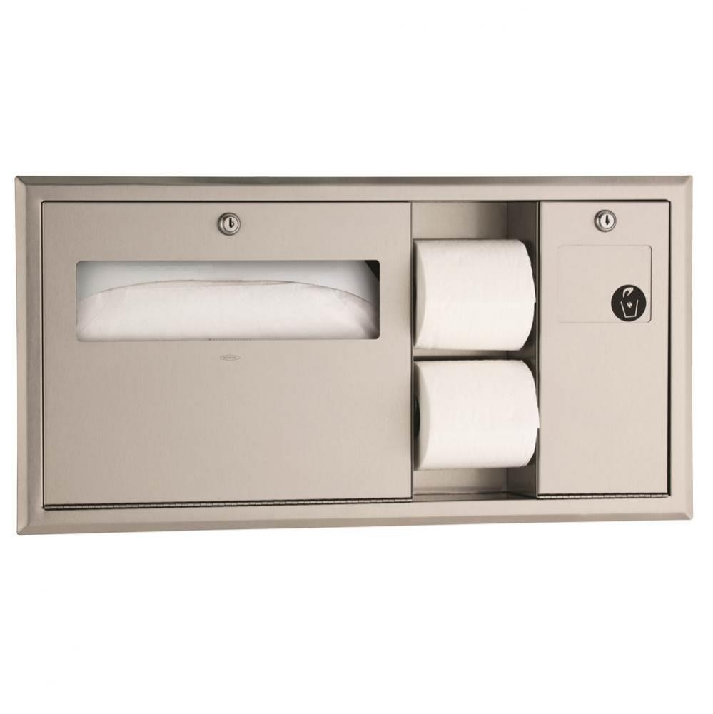 Recessed-Mounted Toilet Tissue, Seat-Cover Dispenser and Waste Disposal, Right Side