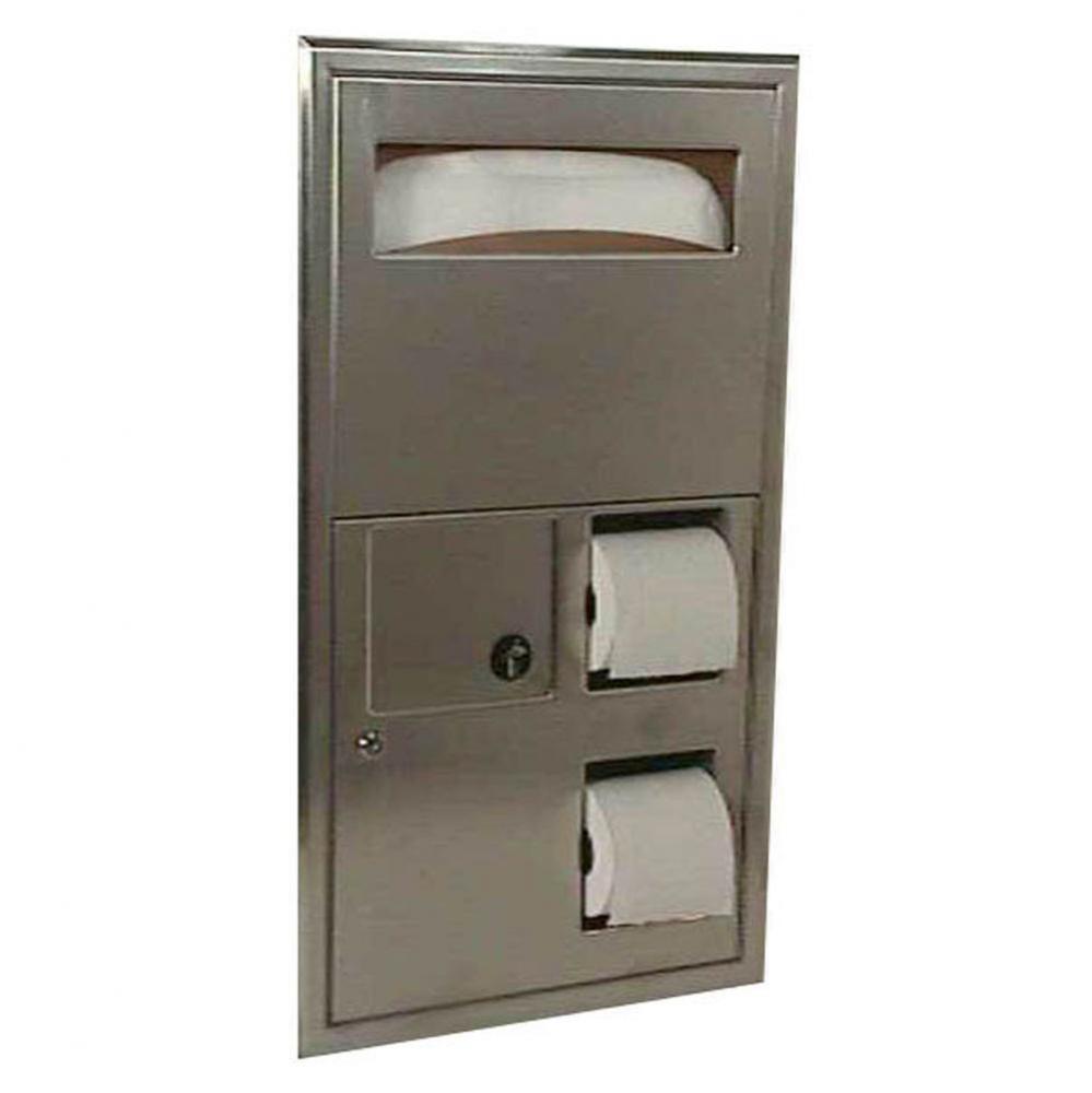 Seat-Cover Dispenser, Sanitary Napkin Disposal And Toilet Tissue Dispenser