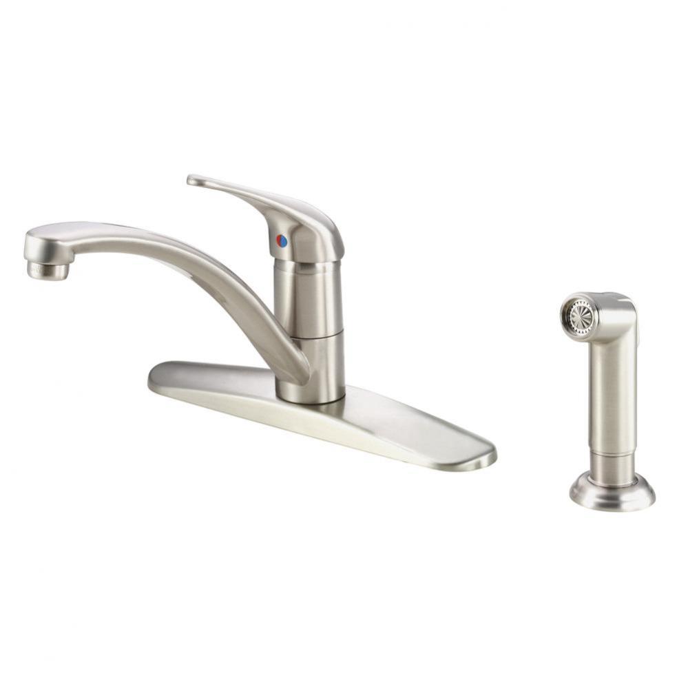Melrose Four Hole Mount Single Handle Kitchen Faucet with Side