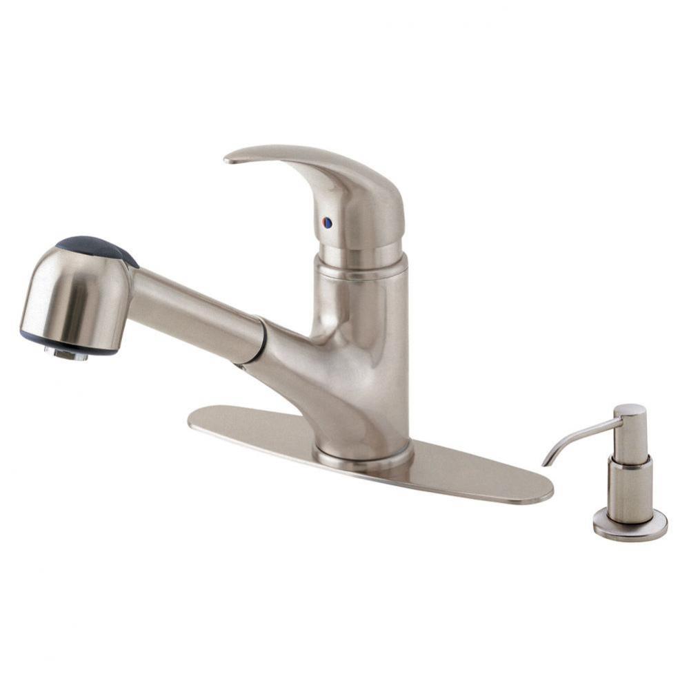 Melrose 1H Pull-Out Kitchen Faucet w/ Soap Dispenser 1.75gpm Stainless