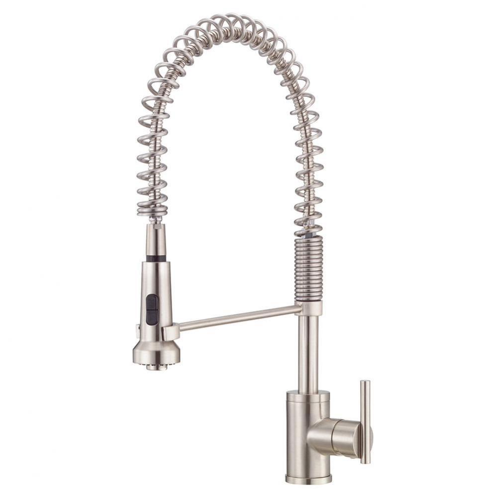 Parma Pre-Rinse 1H Spring Spout Kitchen Faucet 1.75gpm Aeration/2.2gpm Spray Stainless