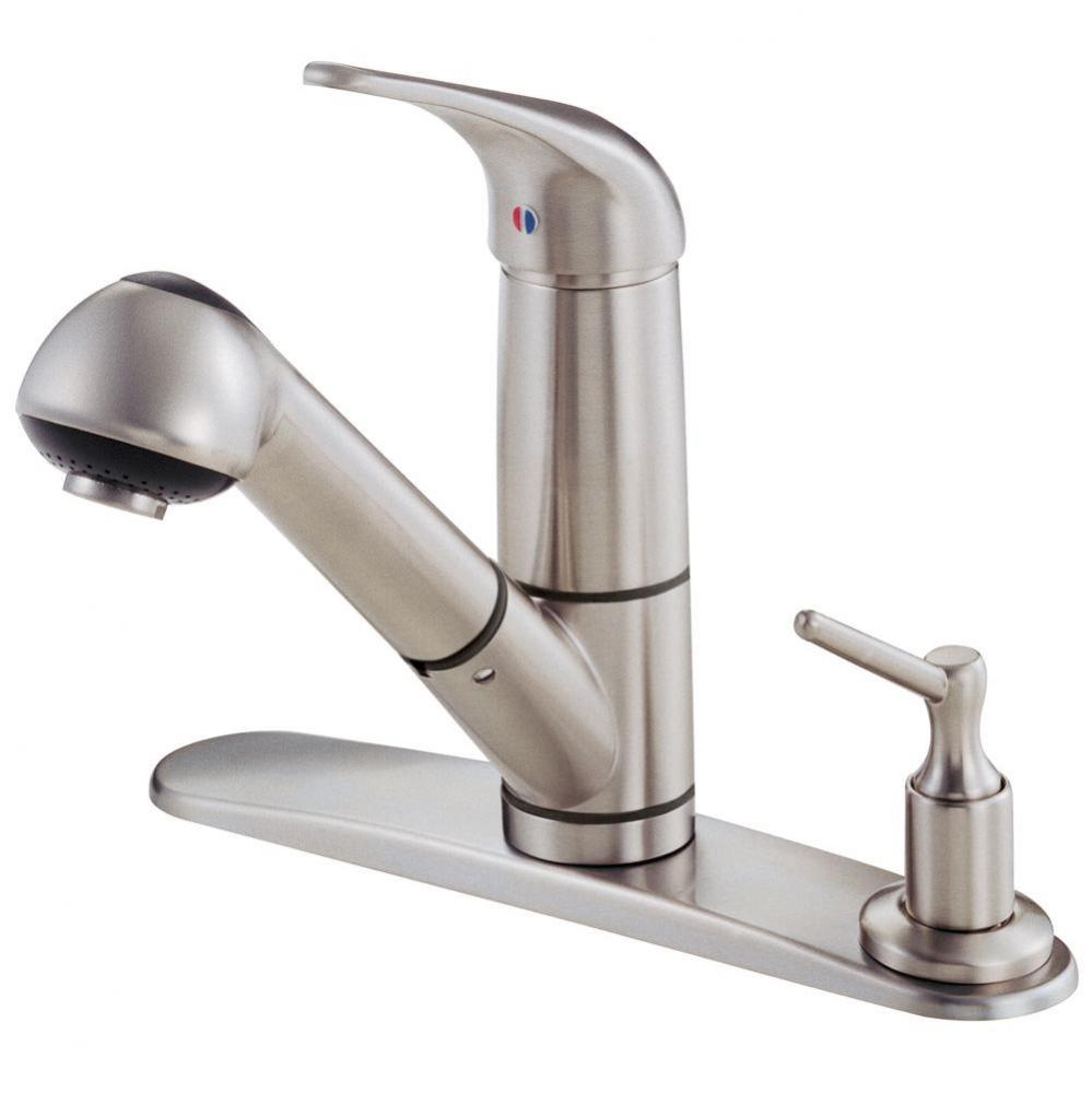 Melrose 1H Pull-Out Kitchen Faucet w/ Soap Dispenser on Deck 1.75gpm Stainless