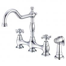 Danze D404457 - Opulence 2H Bridge Kitchen Faucet w/ Cross Handles w/ Spray 1.75gpm