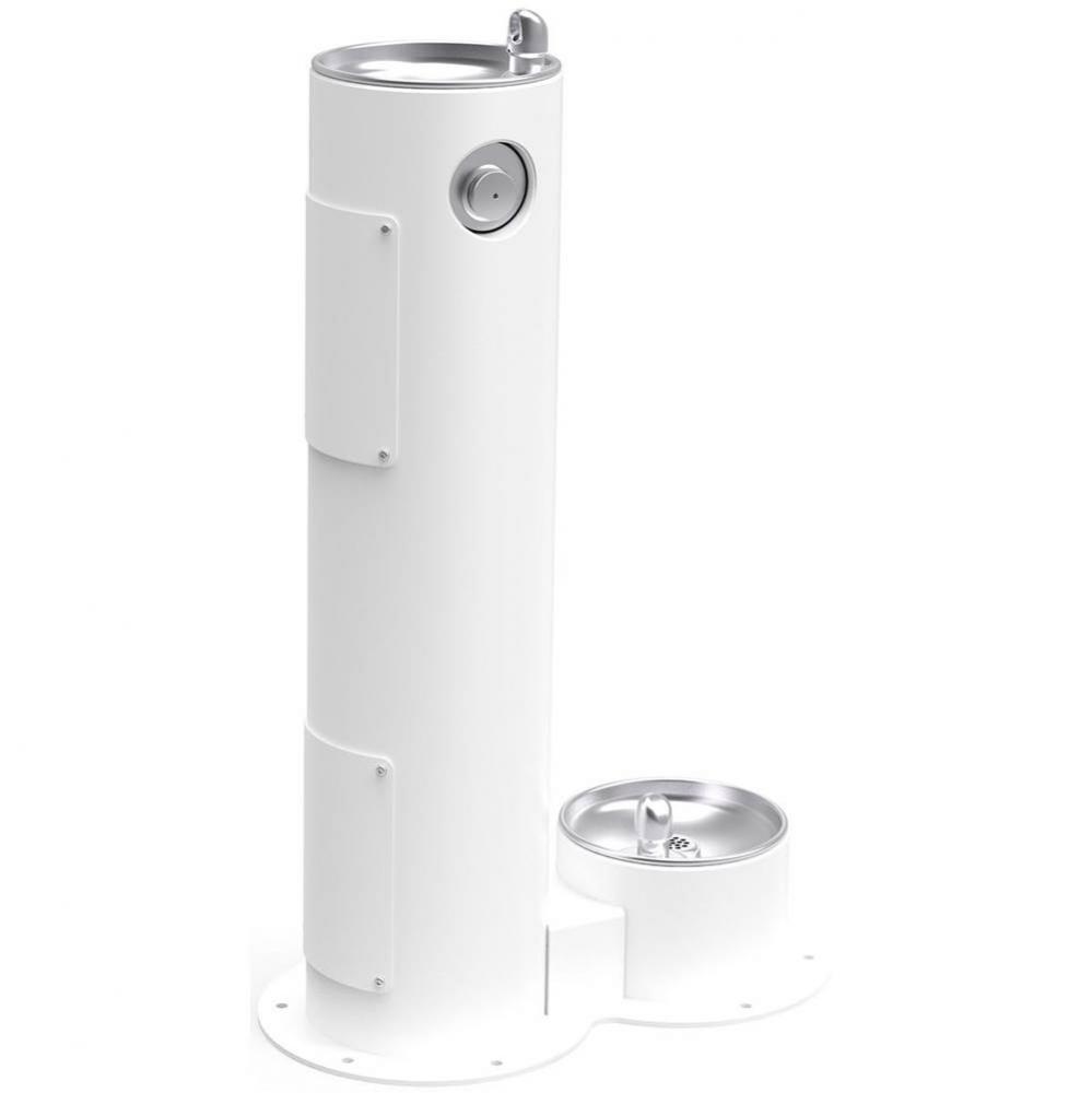 Halsey Taylor Endura II Tubular Outdoor Fountain, Pedestal w/ Pet Station, Non-Filtered Non-Refrig