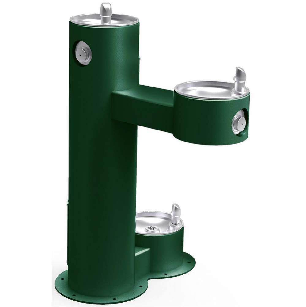 Halsey Taylor Endura II Tubular Outdoor Fountain, Bi-Level Pedestal w/ Pet Station, Non-Filtered N