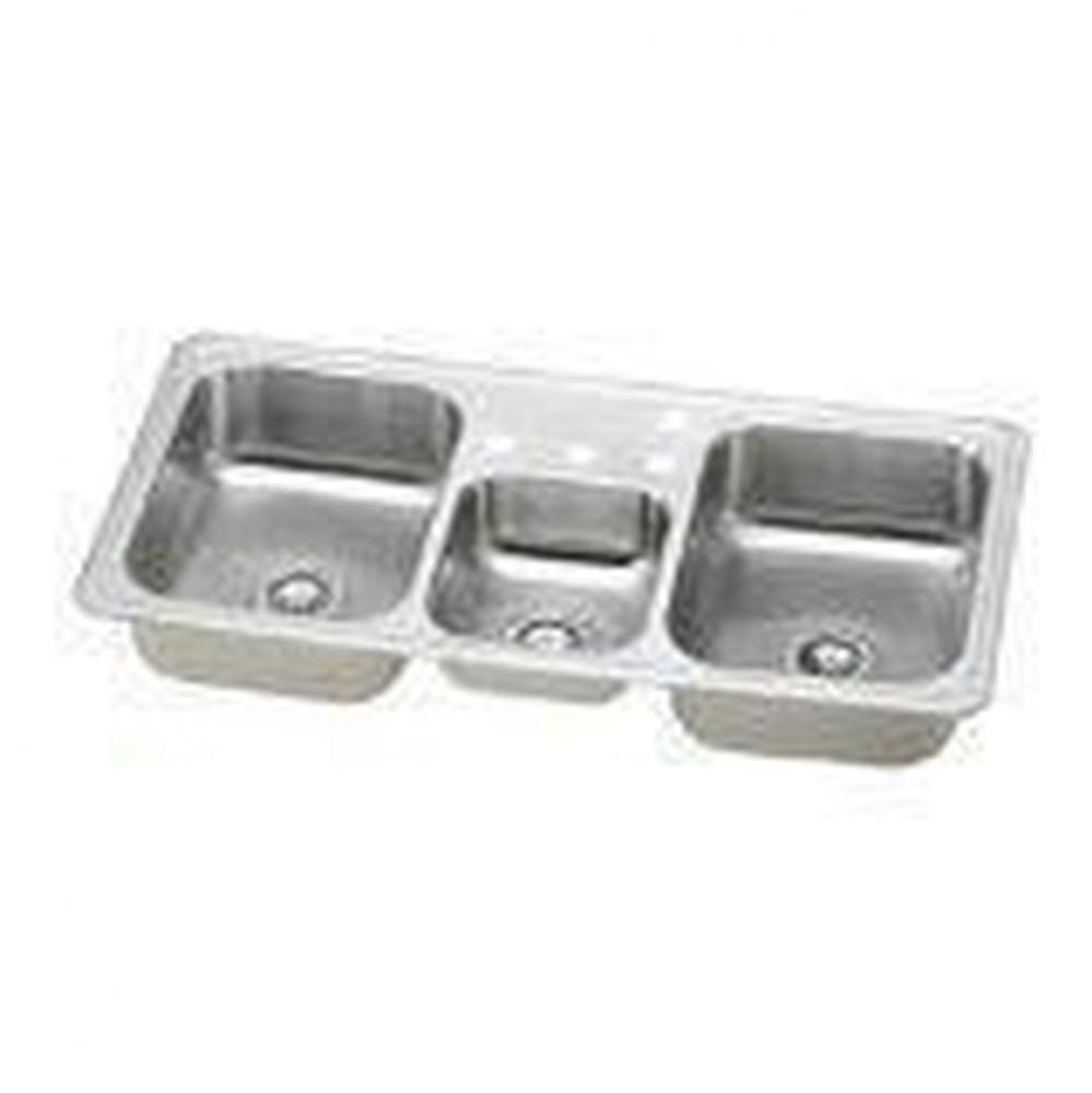 20 Gauge Stainless Steel 43'' x 22'' x 7'' Triple Bowl Drop-in Kitch